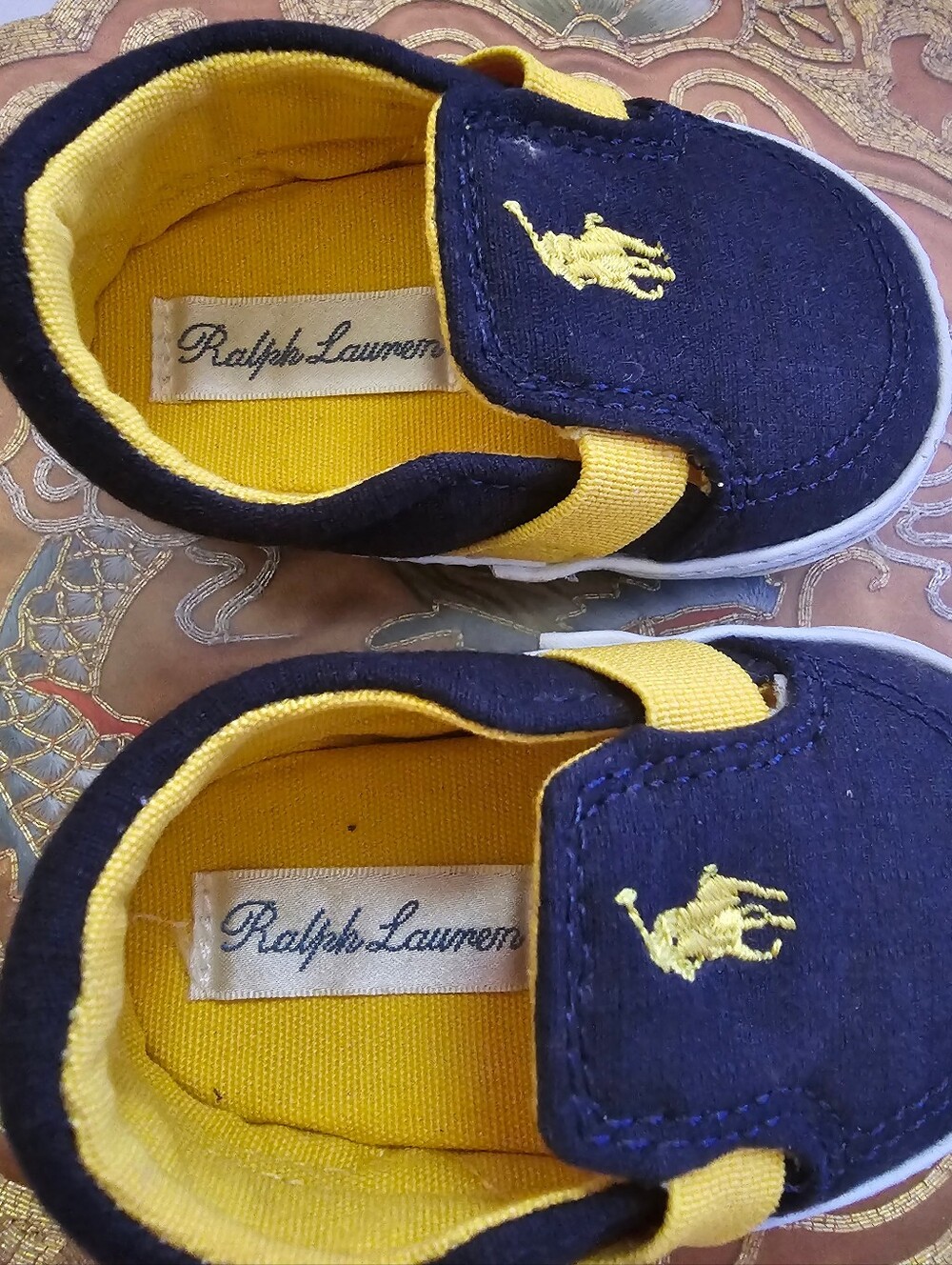 Ralph Lauren Kids Navy and Yellow Slip-On Polo Sneaker - Picture 3 of 4